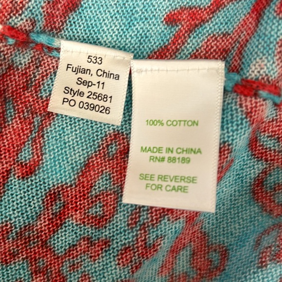 Lilly Pulitzer Cardigan Turquoise Coral Border Reef Print - Picture 6 of 7